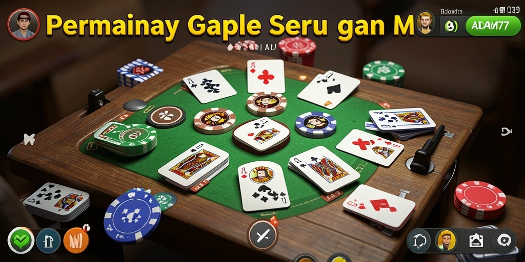 Screenshot ADAM77 menampilkan gameplay Gaple yang seru dan interaktif.