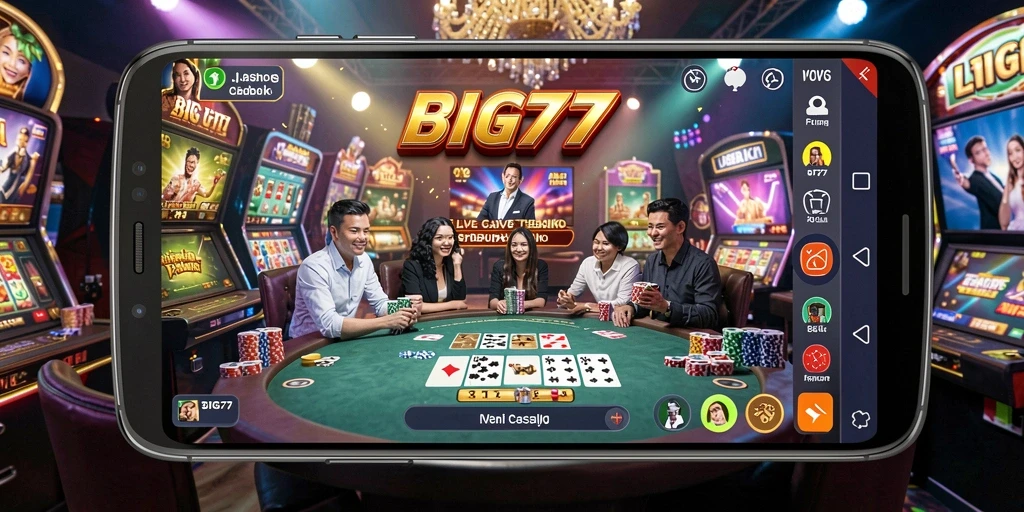 Tampilan gameplay Live Casino yang menegangkan dan interaktif di BIG77.