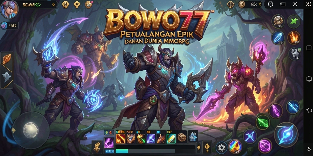 Gameplay BOWO77 menampilkan petualangan epik dan pertempuran seru.
