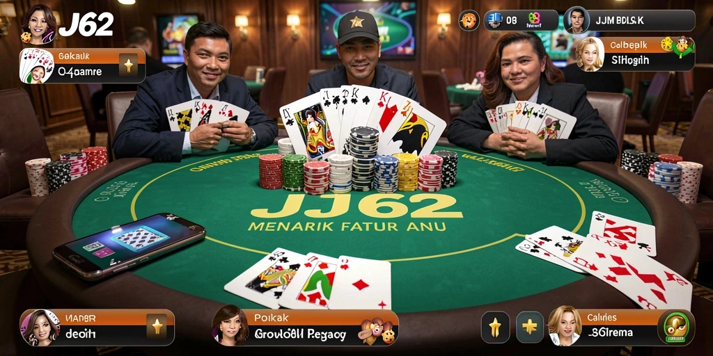 Tampilan gameplay Poker yang seru dan kompetitif di JJ62.
