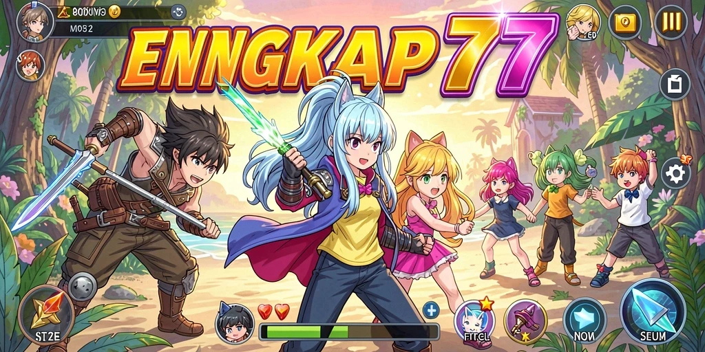 Tangkapan layar menampilkan aksi seru dalam game LENGKAP777 dengan karakter anime.