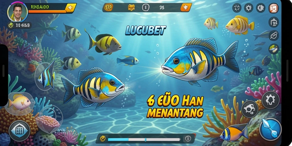 Tangkapan layar gameplay LUCUBET saat berburu ikan dalam game Tembak Ikan.