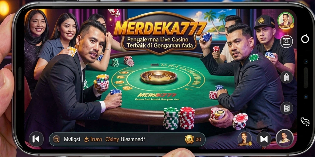 Screenshot tampilan gameplay Live Casino MERDEKA777 dengan dealer langsung.