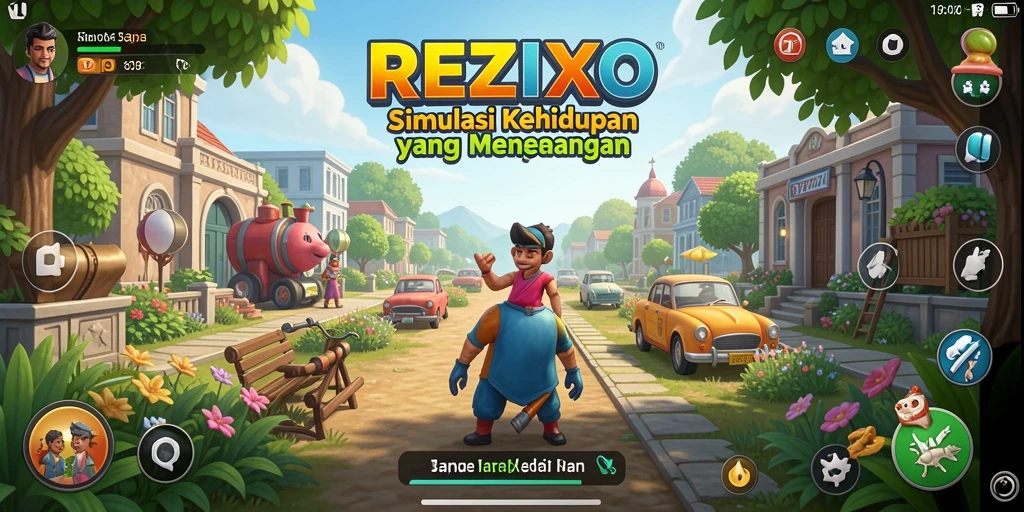 Tampilan gameplay menarik di REZIXO dengan banyak pilihan interaksi.