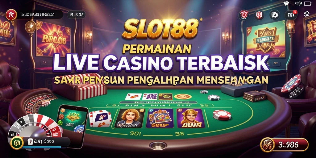 Tampilan gameplay Live Casino SLOT88 yang mendebarkan dengan dealer langsung.
