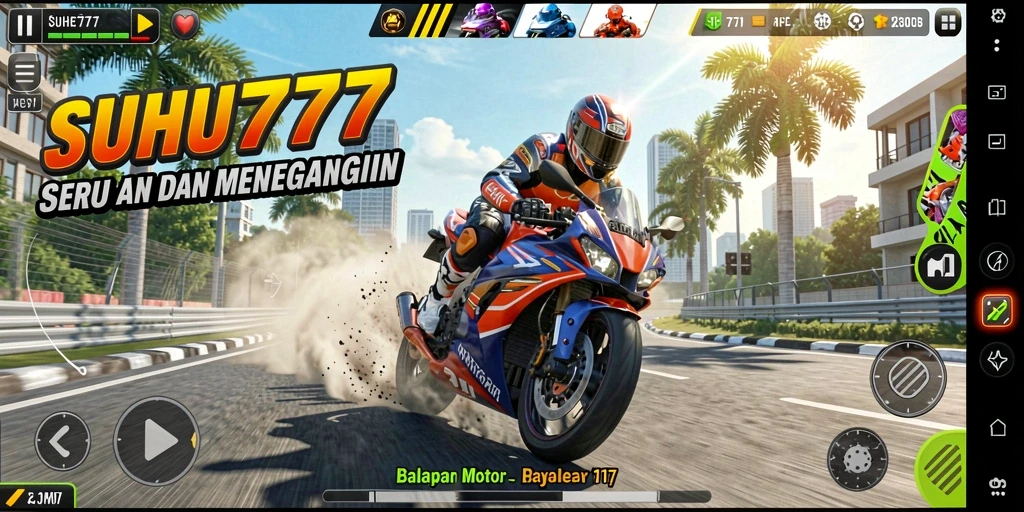 Gameplay balapan motor yang dinamis dan penuh aksi.