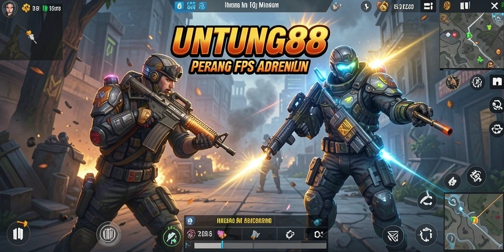 Tangkapan layar UNTUNG88 menampilkan aksi intens dalam pertempuran FPS.