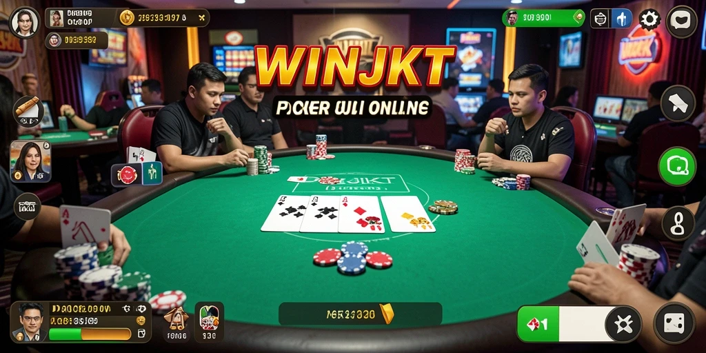 Tampilan gameplay seru WINJKT dalam suasana poker yang menegangkan.